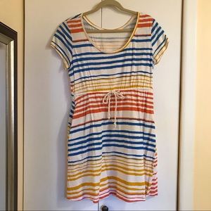 Multicolor Striped Sundress with Adjustable Waist